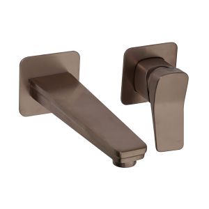 JTP HIX Brushed Bronze 2 Hole Wall Mounted Basin Mixer Tap