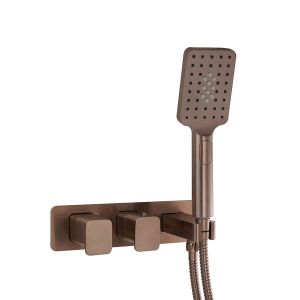 JTP HIX Brushed Bronze Two Outlet Thermostatic Shower Valve with Handset Kit