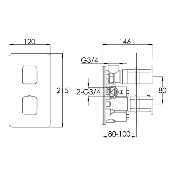 JTP HIX Brushed Bronze Single Outlet Thermostatic Shower Valve #2