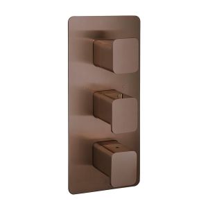 JTP HIX Brushed Bronze Vertical Three Outlet Thermostatic Shower Valve