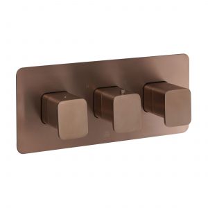 JTP HIX Brushed Bronze Horizontal Three Outlet Thermostatic Shower Valve