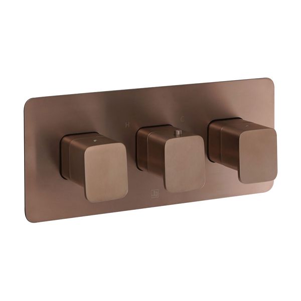JTP HIX Brushed Bronze Horizontal Two Outlet Thermostatic Shower Valve