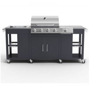 Tepro Petersburg Outdoor Kitchen with 4 Burner Gas Grill with Side Burner and Sink