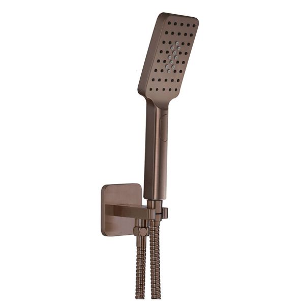 JTP HIX Brushed Bronze Square Shower Kit with Wall Outlet, Handset and Hose