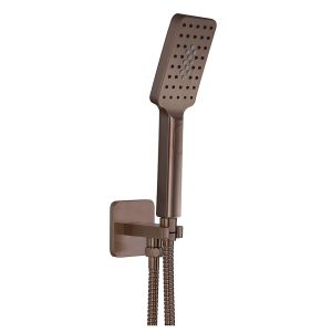 JTP HIX Brushed Bronze Square Shower Kit with Wall Outlet, Handset and Hose
