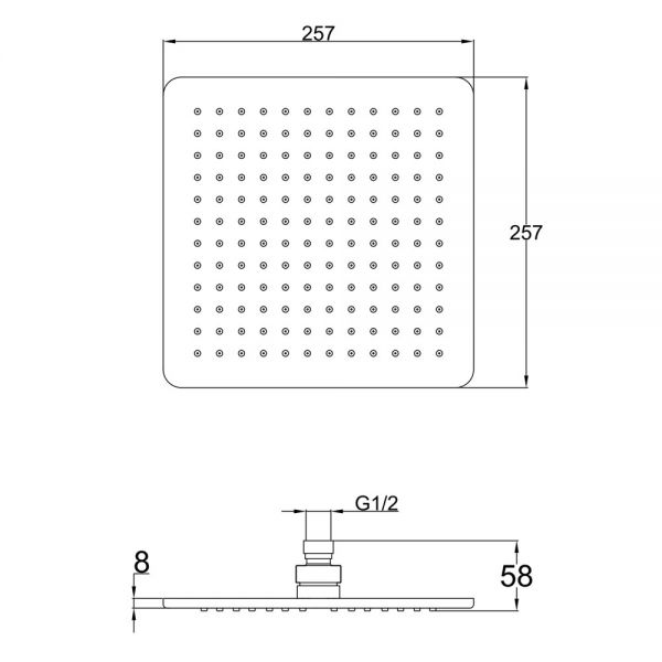 JTP HIX Chrome 250mm Square Shower Head #2