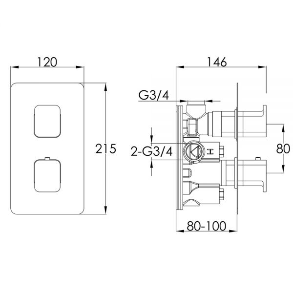 JTP HIX Chrome Single Outlet Thermostatic Shower Valve #2