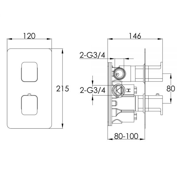 JTP HIX Chrome Two Outlet Thermostatic Shower Valve #2