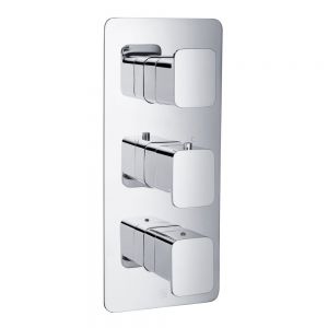 JTP HIX Chrome Vertical Two Outlet Three Handle Thermostatic Shower Valve