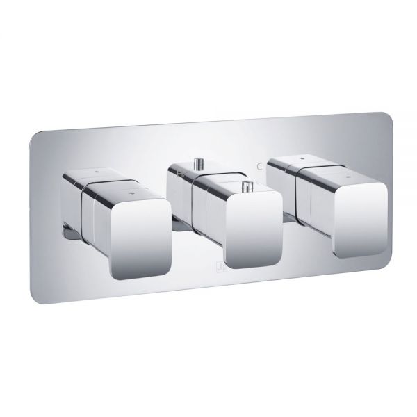 JTP HIX Chrome Horizontal Three Outlet Thermostatic Shower Valve