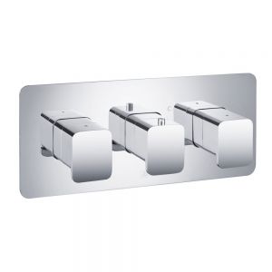 JTP HIX Chrome Horizontal Three Outlet Thermostatic Shower Valve