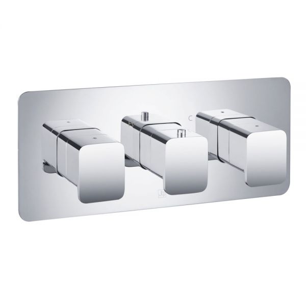JTP HIX Chrome Horizontal Two Outlet Thermostatic Shower Valve