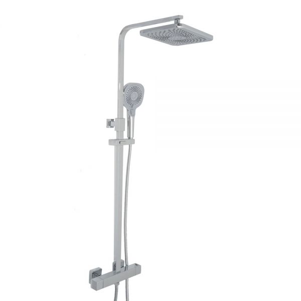 JTP HIX Chrome Thermostatic Exposed Bar Shower Valve Kit with Adjustable Riser