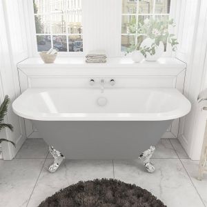 Eastbrook Mortlake Matt Grey Freestanding Back to Wall Traditional Bath 1500 x 740