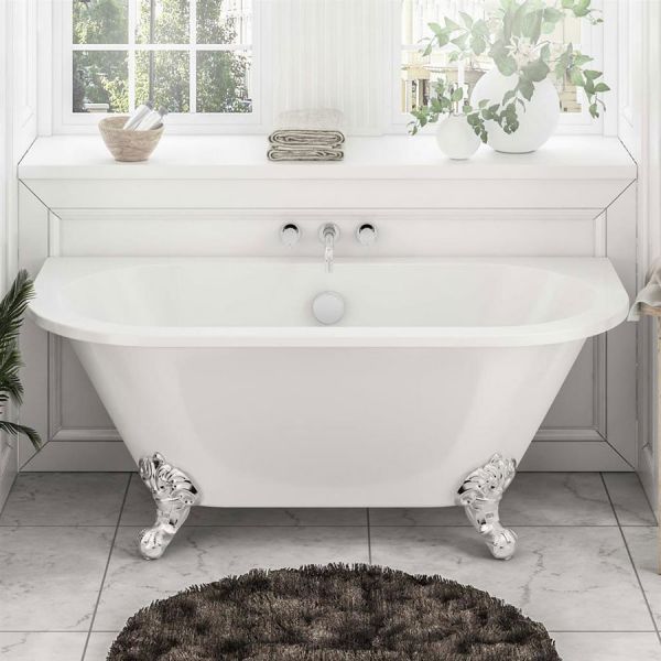 Eastbrook Mortlake Gloss White Freestanding Back to Wall Traditional Bath 1500 x 740