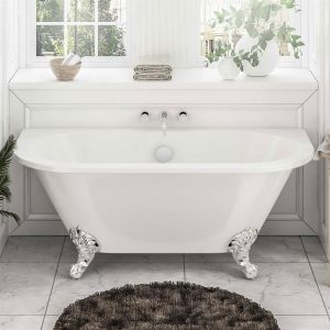 Eastbrook Mortlake Gloss White Freestanding Back to Wall Traditional Bath 1500 x 740