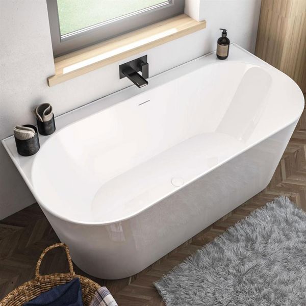 Eastbrook Brockland Gloss White Freestanding Back to Wall Bath 1600 x 750