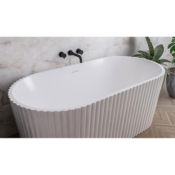 Eastbrook Isleworth White Fluted Double Ended Freestanding Bath 1500 x 750mm #3