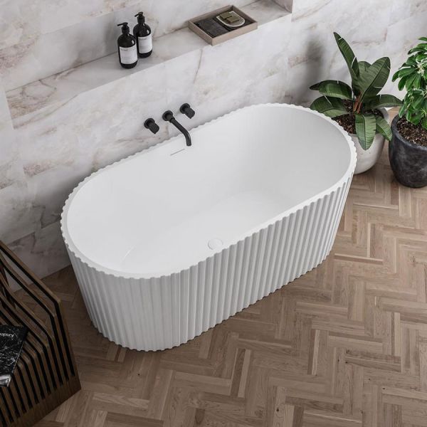 Eastbrook Isleworth White Fluted Double Ended Freestanding Bath 1500 x 750mm