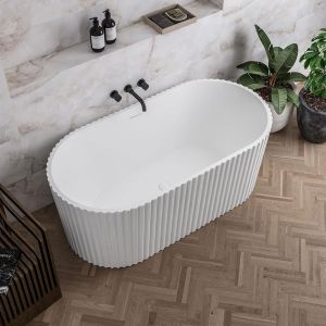 Eastbrook Isleworth White Fluted Double Ended Freestanding Bath 1500 x 750mm