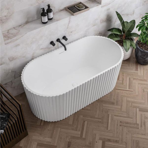 Eastbrook Isleworth White Fluted Double Ended Freestanding Bath 1650 x 750mm
