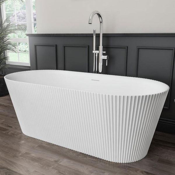 Eastbrook Sandford White Fluted Double Ended Freestanding Bath 1600 x 740mm #3