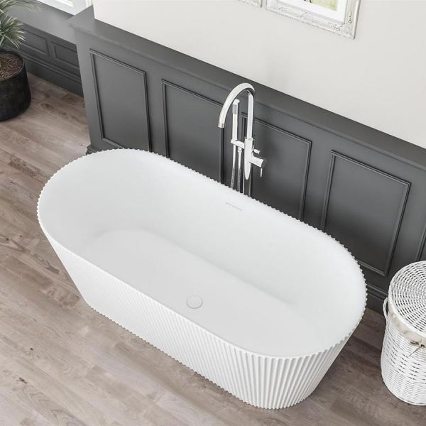 Eastbrook Sandford White Fluted Double Ended Freestanding Bath 1600 x 740mm