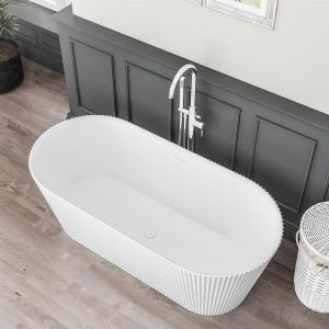 Eastbrook Sandford White Fluted Double Ended Freestanding Bath 1600 x 740mm