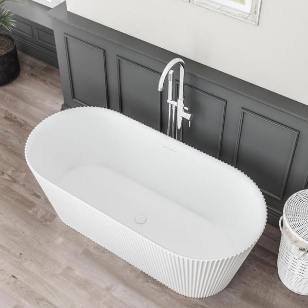 Eastbrook Sandford White Fluted Double Ended Freestanding Bath 1650 x 740mm