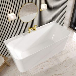 Eastbrook Brockland Square Gloss White Freestanding Back to Wall Bath 1600 x 750