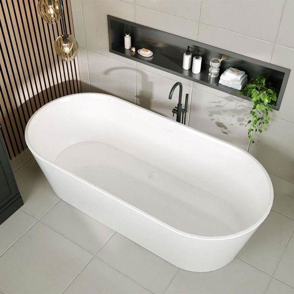 Eastbrook Putney Gloss White Double Ended Freestanding Low Level Bath 1590 x 740mm