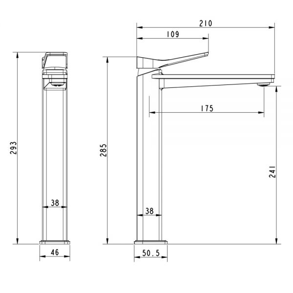 JTP HIX Brushed Brass Tall Basin Mixer Tap #2