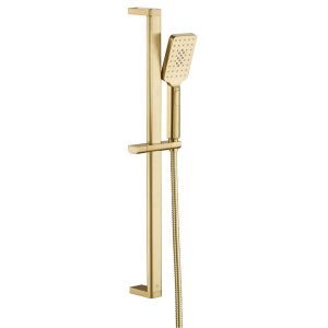 JTP HIX Brushed Brass Slide Rail Shower Kit with Square Handset and Hose
