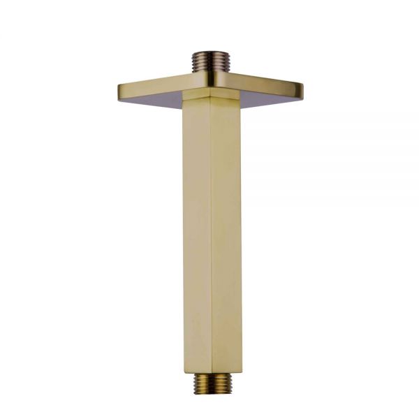 JTP HIX Brushed Brass 150mm Square Ceiling Mounted Shower Arm