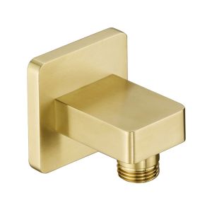 JTP Brushed Brass Square Wall Outlet Elbow