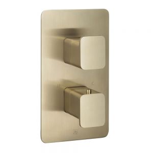 JTP HIX Brushed Brass Two Outlet Thermostatic Shower Valve