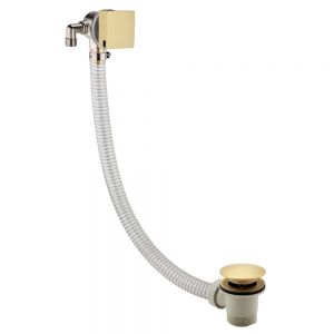 JTP HIX Brushed Brass Overflow Bath Filler with Click Clack Waste