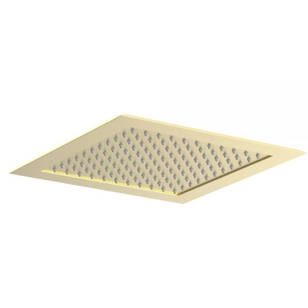 JTP HIX Brushed Brass 400mm Square Ceiling Mounted Shower Head