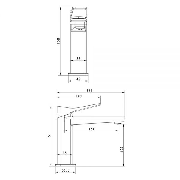 JTP HIX Brushed Black Basin Mixer Tap #2
