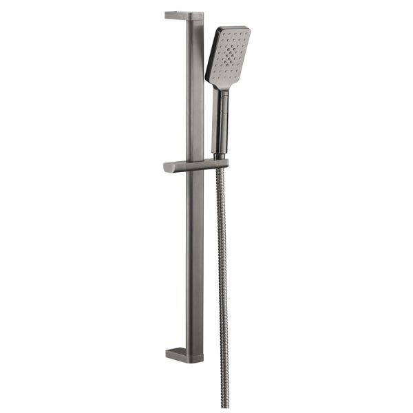 JTP HIX Brushed Black Slide Rail Shower Kit with Square Handset and Hose