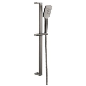 JTP HIX Brushed Black Slide Rail Shower Kit with Square Handset and Hose