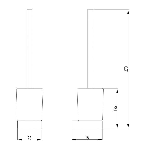 JTP HIX Brushed Black Wall Mounted Toilet Brush Set #2