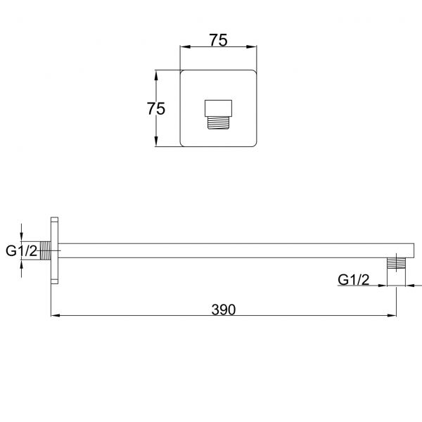 JTP HIX Brushed Black 380mm Square Wall Mounted Shower Arm #2
