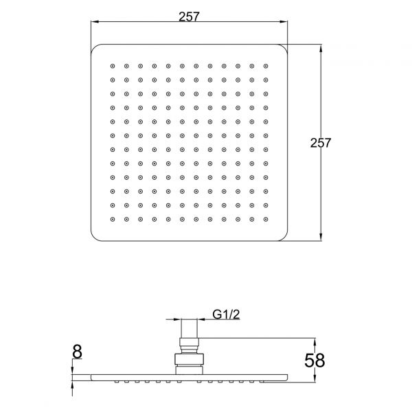 JTP HIX Brushed Black 250mm Square Shower Head #2