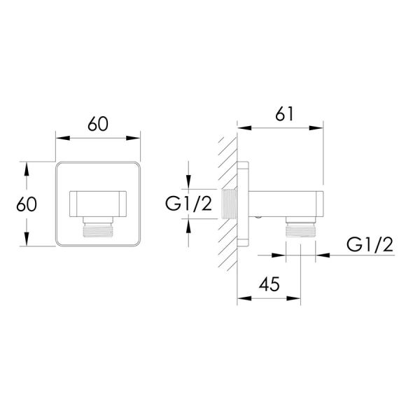 JTP Brushed Black Square Wall Outlet Elbow #2