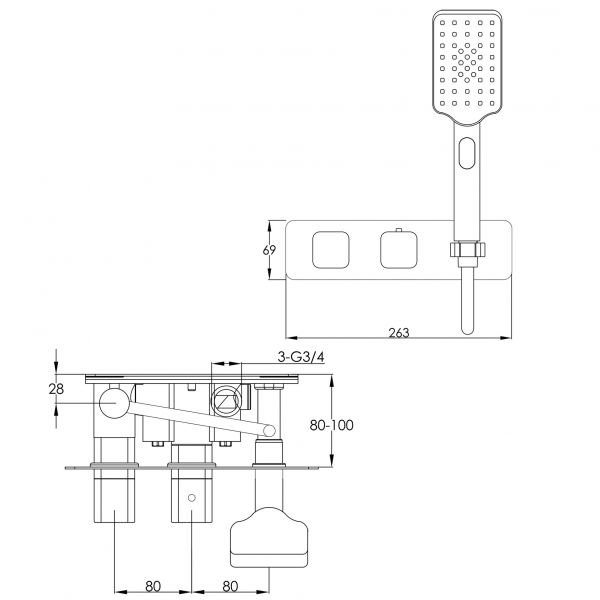JTP HIX Brushed Black Two Outlet Thermostatic Shower Valve with Handset Kit #2