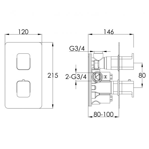 JTP HIX Brushed Black Single Outlet Thermostatic Shower Valve #2
