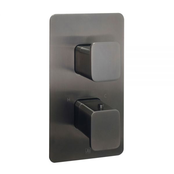 JTP HIX Brushed Black Two Outlet Thermostatic Shower Valve