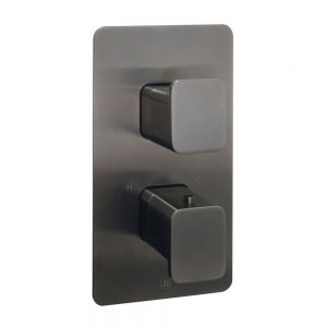 JTP HIX Brushed Black Two Outlet Thermostatic Shower Valve