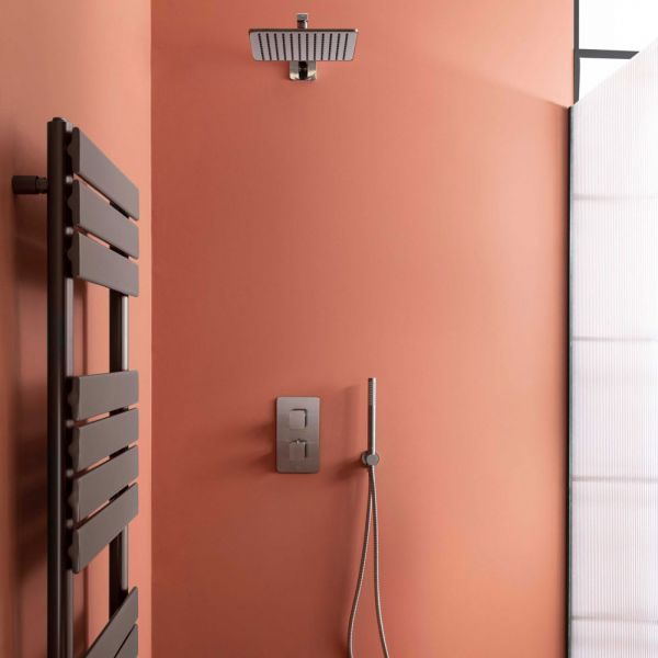 JTP HIX Brushed Black Two Outlet Thermostatic Shower Valve #3
